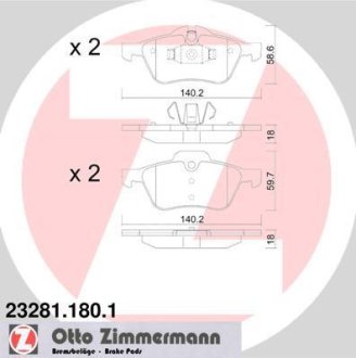 Гальмівні колодки, дискове гальмо (набір) ZIMMERMANN 232811801