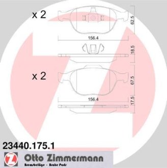 Гальмівні колодки, дискове гальмо (набір) ZIMMERMANN 234401751