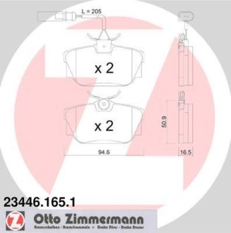 Гальмівні колодки, дискове гальмо (набір) ZIMMERMANN 234461651