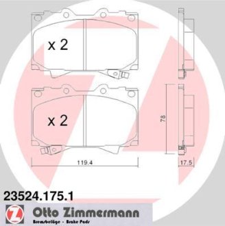 Комплект гальмівних колодок ZIMMERMANN 23524.175.1