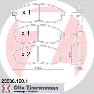 Гальмівні колодки, дискове гальмо (набір) ZIMMERMANN 235361601