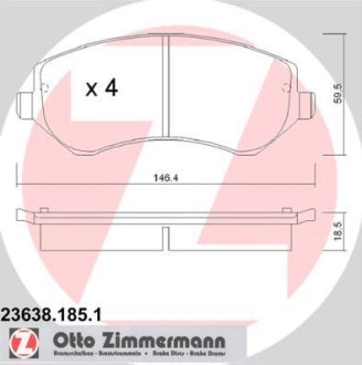 Гальмівні колодки, дискове гальмо (набір) ZIMMERMANN 236381851