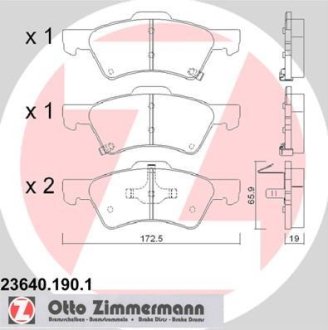 Гальмівні колодки, дискове гальмо (набір) ZIMMERMANN 236401901