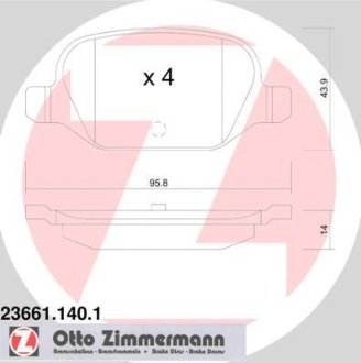 Гальмівні колодки, дискове гальмо (набір) ZIMMERMANN 236611401