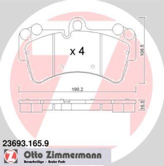 Гальмівні колодки, дискове гальмо (набір) ZIMMERMANN 236931659