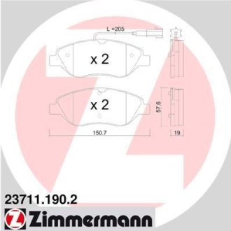 Гальмівні колодки, дискове гальмо (набір) ZIMMERMANN 237111902