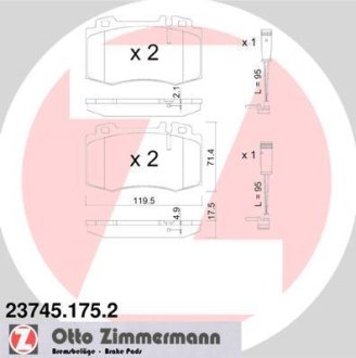 Гальмівні колодки, дискове гальмо (набір) ZIMMERMANN 237451752