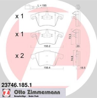 Колодки тормозные (с датчиком) ZIMMERMANN 23746.185.1