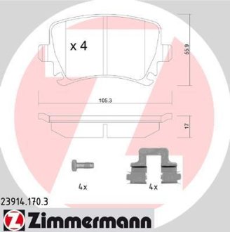 Комплект гальмівних колодок ZIMMERMANN 23914.170.3