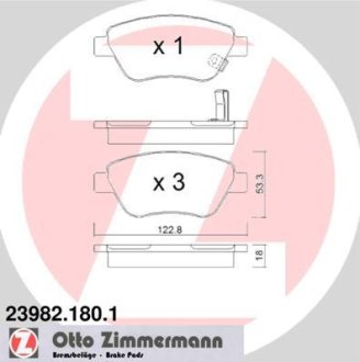 Гальмівні колодки, дискове гальмо (набір) ZIMMERMANN 239821801