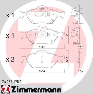 Гальмiвнi колодки дисковi ZIMMERMANN 240221781