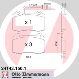 Гальмівні колодки, дискове гальмо (набір) ZIMMERMANN 241431501 (фото 1)