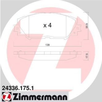 Колодки тормозные ZIMMERMANN 243361751