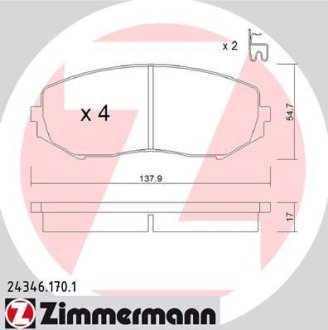 Колодки передние SGV 05-- ZIMMERMANN 24346.170.1