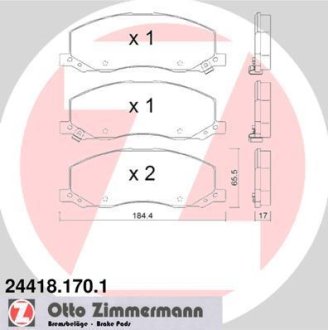 Гальмівні колодки, дискове гальмо (набір) ZIMMERMANN 244181701