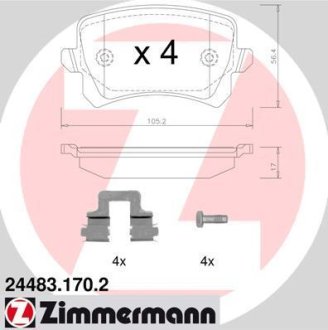 Колодки тормозные (без датчика) ZIMMERMANN 244831702