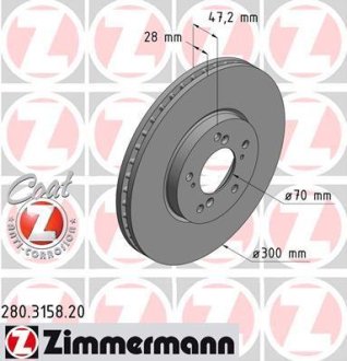 Гальмівний диск ZIMMERMANN 280315820