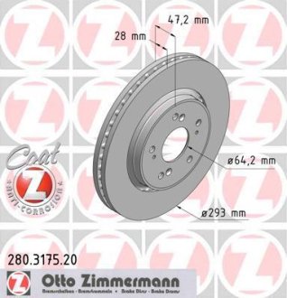 Диск гальмівний ZIMMERMANN 280.3175.20