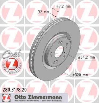 Диск гальмівний Coat Z ZIMMERMANN 280317820 (фото 1)