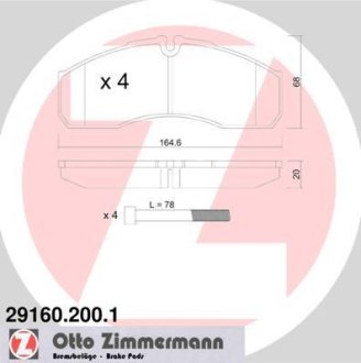 Гальмівні колодки, дискове гальмо (набір) ZIMMERMANN 291602001