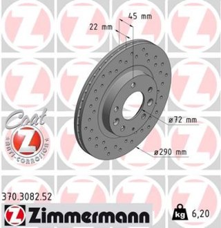 Гальмівний диск ZIMMERMANN 370308252