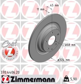 Диск тормозной задний ZIMMERMANN 370.4406.20