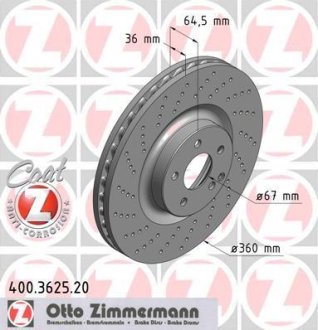 Диск гальмівний ZIMMERMANN 400.3625.20