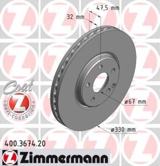 Гальмівний диск ZIMMERMANN 400367420