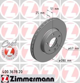 Диск гальмівний ZIMMERMANN 400.3678.20