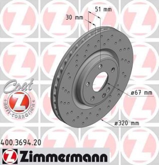 Гальмiвнi диски переднi ZIMMERMANN 400369420