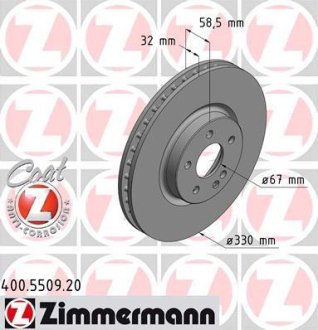 Диск тормозной передний ZIMMERMANN 400.5509.20