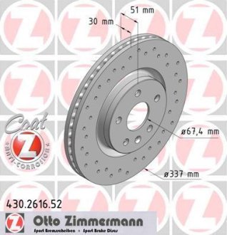 Гальмівний диск ZIMMERMANN 430261652