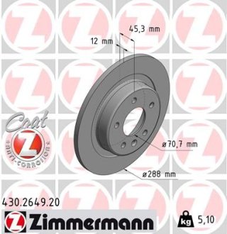 Диск гальмівний ZIMMERMANN 430264920