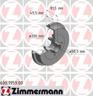 Гальмівний барабан ZIMMERMANN 600195900