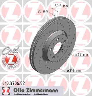 Гальмівний диск ZIMMERMANN 610370652